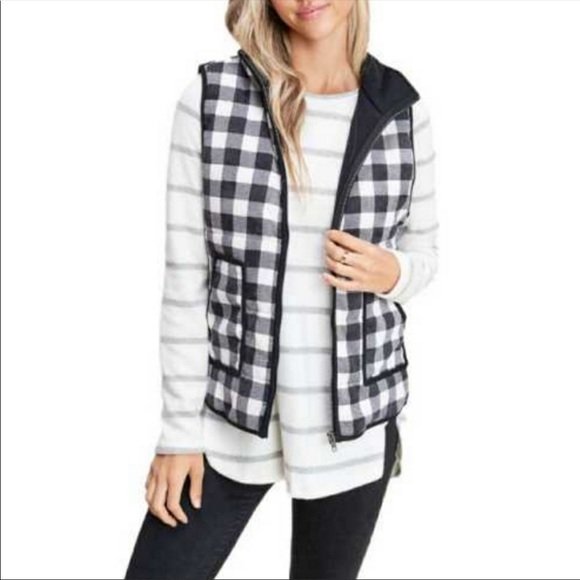 Staccato Jackets & Blazers - Black & White Plaid Vest